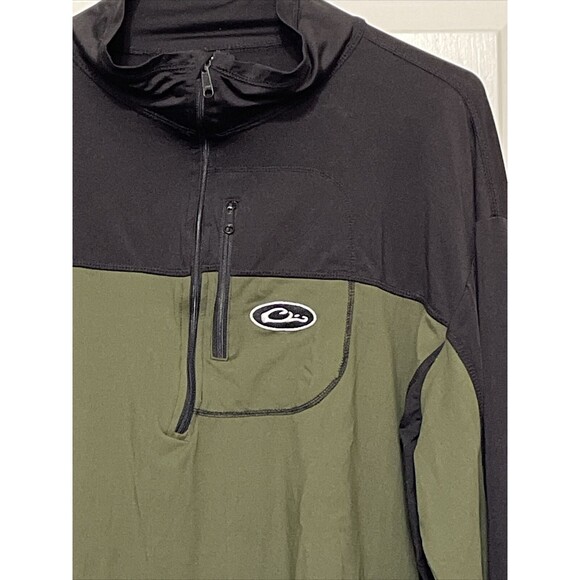 Drake Waterfowl 1/4 Zip Shirt Mens Large Black Green Pullover Base Tiny Flaw - Picture 2 of 9